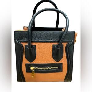Leather Designer Inspired‎ Crossbody Handbag Made in Italy Brown Black